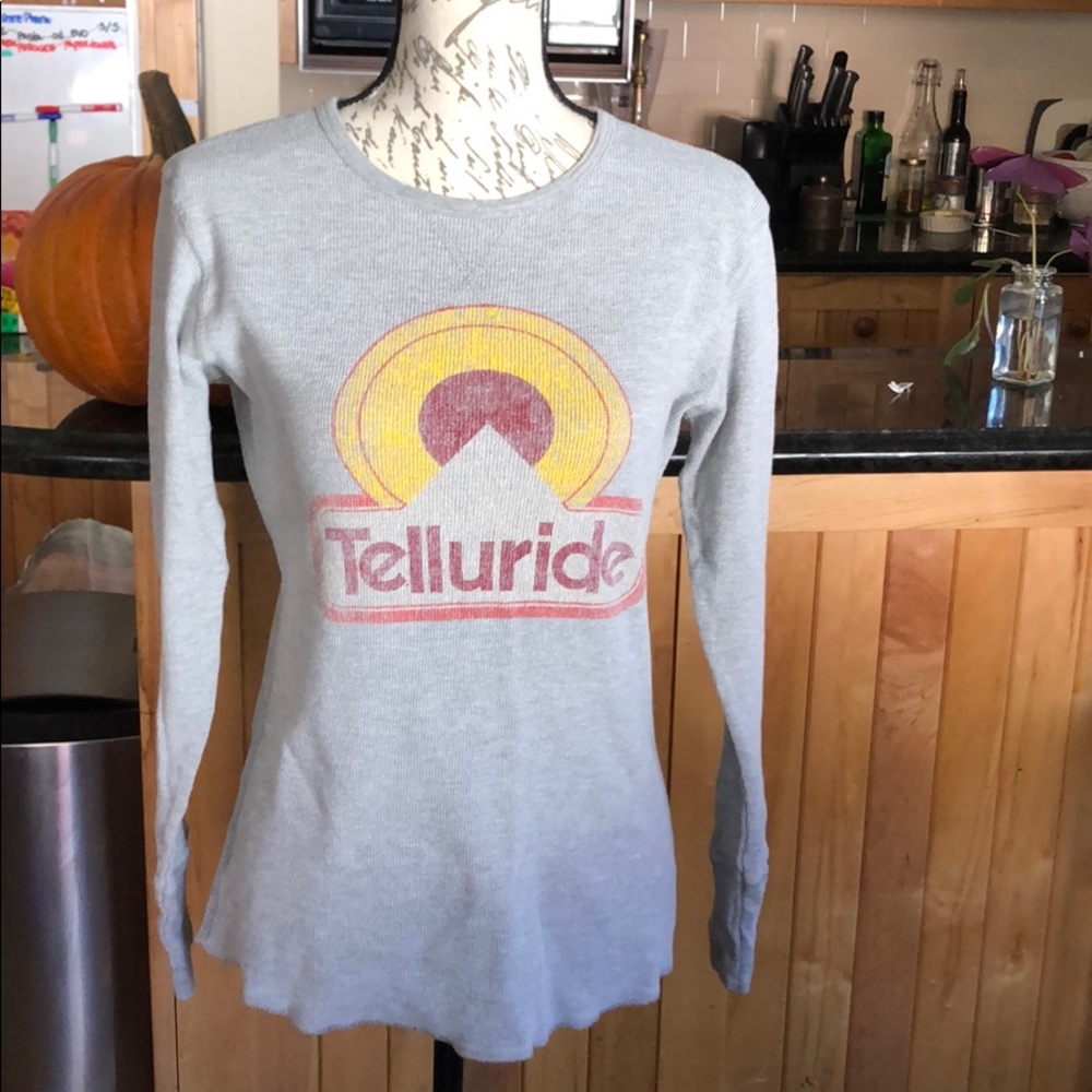Retro Brand “Telluride” grey waffle long sleeve T